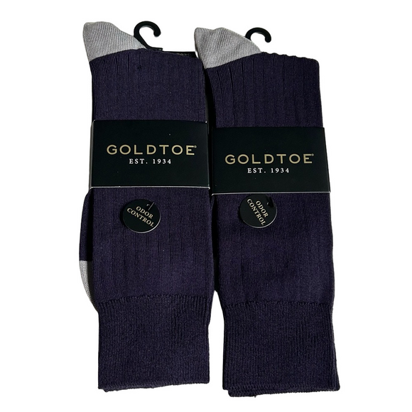 Gold Toe Men’s Purple Rayon Rib Crew Socks 2 Pairs NWT - Picture 1 of 4